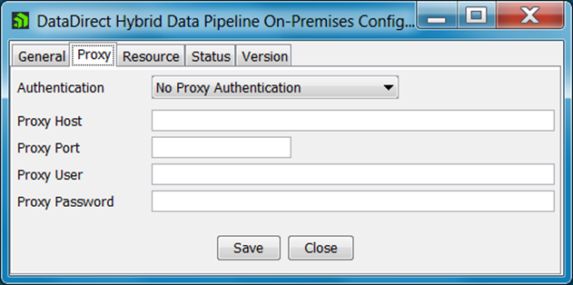 Proxy tab of the On-Premises Connector Configuration Tool