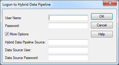 Logon to Hybrid Data Pipeline dialog box