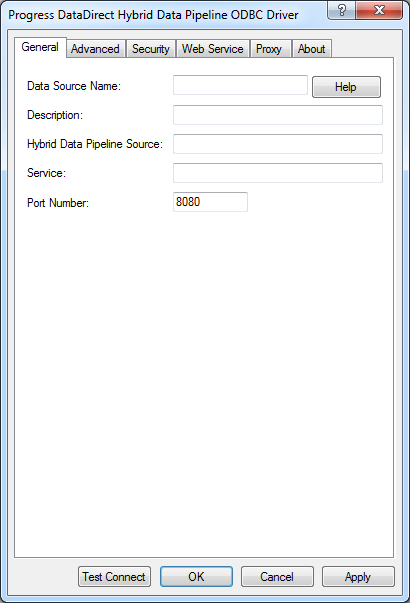 The General tab of the driver setup dialog