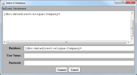 The Select a Database dialog box