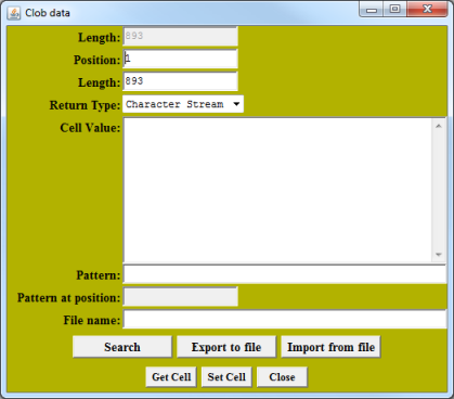 Clob Data window