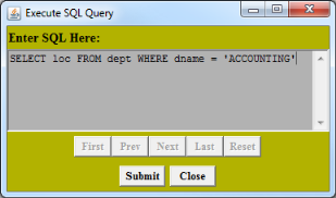 Execute SQL Query window with SQL statement