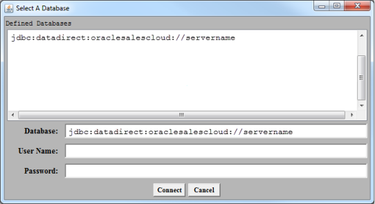 The Select a Database dialog box
