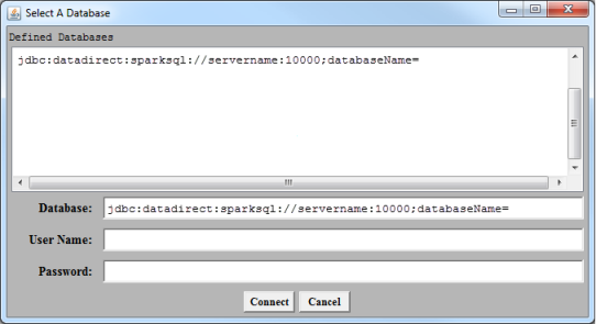 The Select a Database dialog box