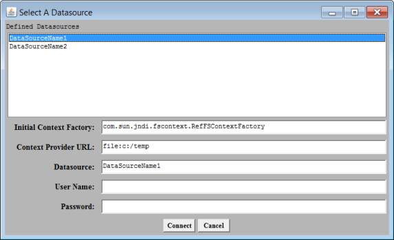 The Select a Database dialog box