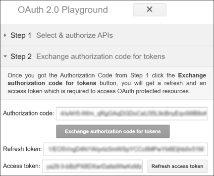 OAuth 2.0 Playground - Exchange authorization code for tokens