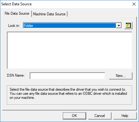 Select Data Source dialog box (File Data Source tab)