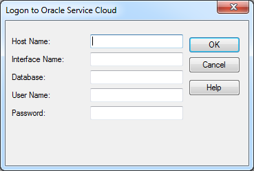 The Logon to Oracle Service Cloud dialog box