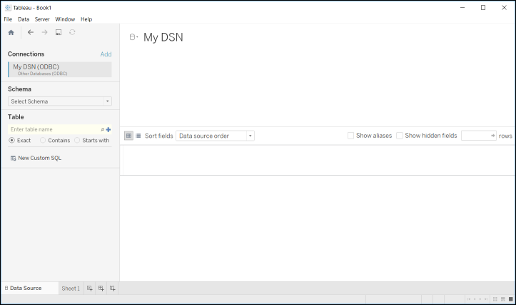 Tableau Data Source window