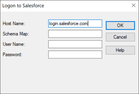 The Logon to Salesforce dialog box